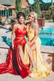 LTP0826,Yellow Prom Dresses,Red Satin Evening Dress Pretty Prom HZ0307