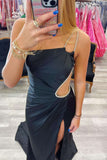 Beaded One Shoulder Black Cutous Long Prom HZ0307