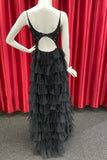 Straps Black Lace and Tulle Ruffles Party HZ0307