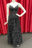 Straps Black Lace and Tulle Ruffles Party HZ0307