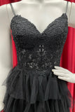 Straps Black Lace and Tulle Ruffles Party HZ0307
