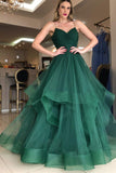 LTP1183,Emerald Green Tulle Prom Dresses,Ruffles A-Line Birthday HZ0307