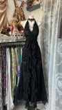 Black Halter Lace Prom Dresses Sexy V-neck Evening Party HZ0307