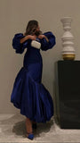 Blue Sweetheart Satin Long Prom Dress Ankle Length Party Dress, HZ0307