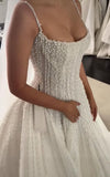 Charming White Pearl Beaded Wedding Dresses Bridal HZ0307