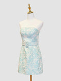 Strapless Floral Sheath Homecoming Dress Short Prom Party HZ0307