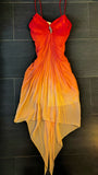 Chic Red Yellow Chiffon Hi-Lo Homecoming Dresses Short Prom HZ0307