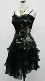Classic Black Organza Ruffle Short Party Dress, Spaghetti Straps Homecoming Dresses, HZ0307