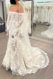 Classic Mermaid Lace Beaded Wedding Dresses Off The Shoulder Bridal HZ0307