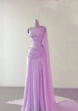 Classy A Line One Shoulder Pink Chiffon Evening Gown Prom Dresses , HZ0307