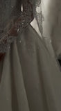 Ivory Long Sleeve Wedding Dress - Off Shoulder Ball Gown with HZ0307