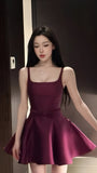 Cute Burgundy A-line Homecoming Dresses Square Neck Short Prom HZ0307