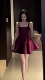 Cute Burgundy A-line Homecoming Dresses Square Neck Short Prom HZ0307