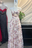 Spaghetti Strap Floral Ruffle Prom Dress with HZ0307