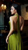 Drop Neck Silk Maxi Dress Wedding Guest Dress Prom Dresses Evening HZ0307