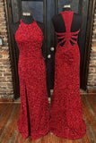Glitters Red Sequin Mermaid Jewel Long Formal HZ0307