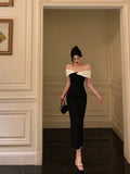 Gorgeous Mermaid Off The Shoulder Black Date Night Dress Prom Dresses Birthday Outfits, HZ0307