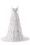 Green Floral A-line Long Formal Dress with HZ0307