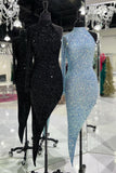 High Neck Tight Sequins Long Dress with HZ0307