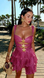 Hot Pink Sleeveless Mini Homecoming Dress, Short Party HZ0307