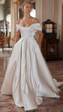 Ivory A-Line Satin Wedding Dresses High Quality Appliques Bridal HZ0307