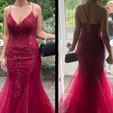 Modest Mermaid Spaghetti Straps Burgundy Sequin Formal Gown 23Rd Birthday Dress Prom Dresses 20Th Birthday HZ0307
