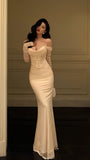 Off The Shoulder Mermaid Long Prom Dresses, HZ0307