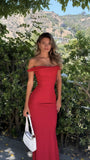 Off The Shoulder Red Bodycon Party Dress, HZ0307