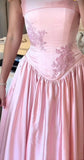 Pink Appliques Evening Dresses, A-Line Satin Prom HZ0307