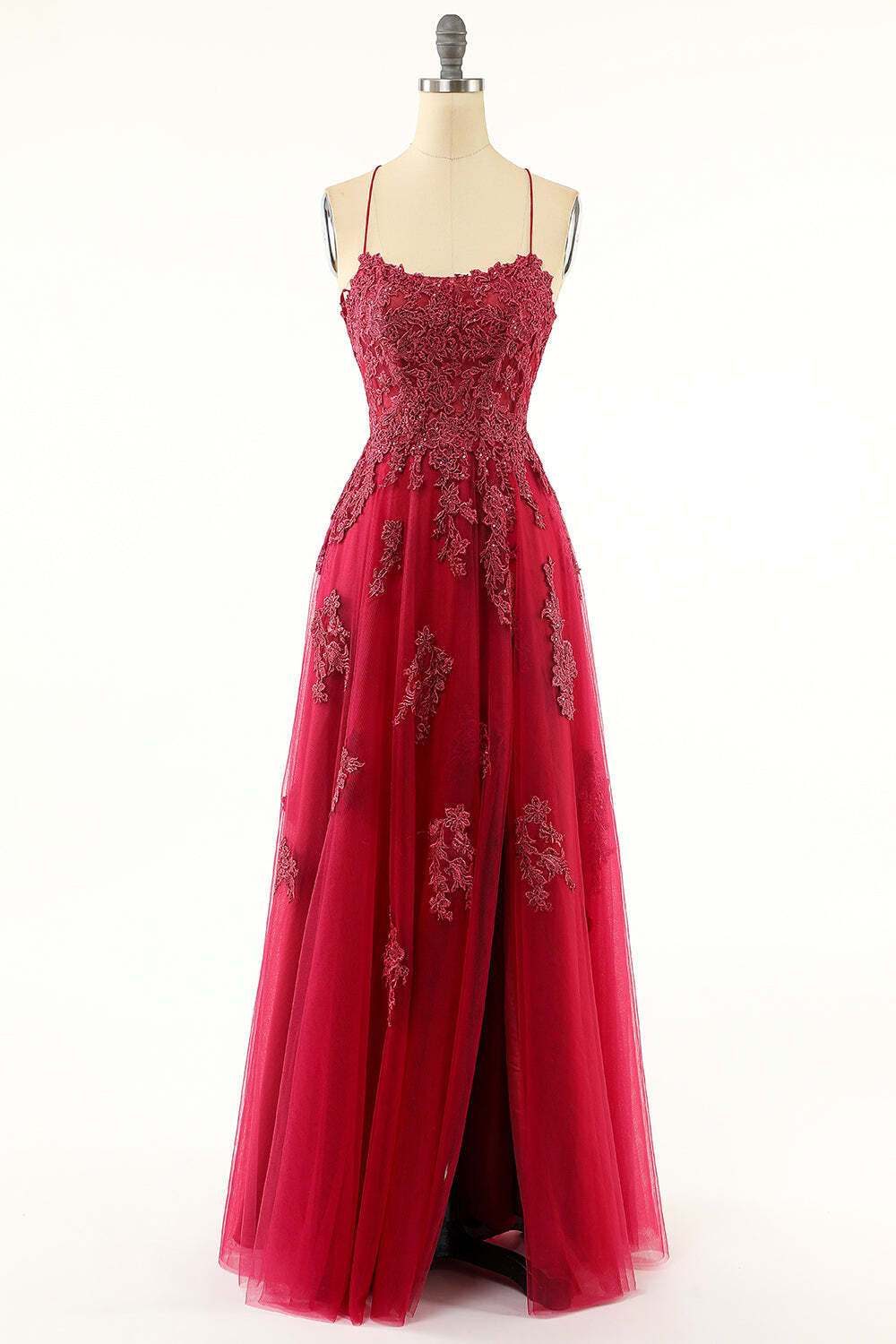 Princess Wine Red A-line Appliques Long Prom HZ0307