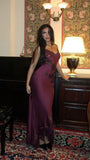 Purple Spaghetti Straps Floral Party HZ0307