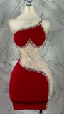 Red Bodycon Homecoming Dresses Beaded Short Prom Dress, HZ0307
