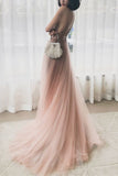 Rhinestons Rose Gold A-line Long Prom HZ0307