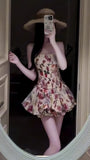 Romantic Floral Homecoming Dresses Strapless Mini Prom Graduation HZ0307