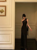 Sexy A Line One Shoulder Black Floor Length Prom Dresses Birthday Dress, HZ0307