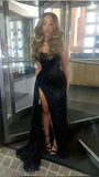 Sexy Black Mermaid Prom Dress, Bodycon Split Evening Formal HZ0307