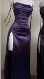Sexy Bodycon Purple Evening Prom Dresses Slit Party HZ0307