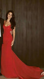 Sexy Red Mermaid Satin Prom Dresses, Long Party Dress For HZ0307