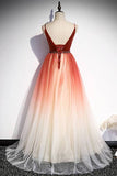 Simply A-line Ombre Red Long Prom HZ0307