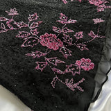 Spaghetti Straps Floral Black Prom Dresses Sequined Evening Party HZ0307
