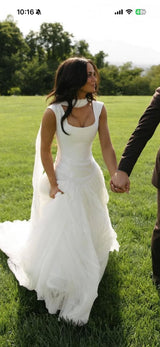 Spring Ivory Simple Wedding Dresses Tulle Beach Wedding Bridal HZ0307 - Custom Size / As Photo