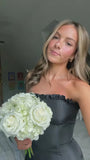 Strapless Mermaid Satin Prom Dresses Long Evening Party Dress With HZ0307