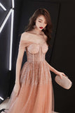 Stunning Champagne Sequins Long Formal HZ0307