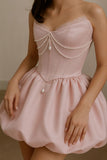 Sweet Pink A-line Pearl Beaded Homecoming Dresses Birthday Party HZ0307