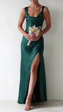 Elegant Sheath Square Neck Yellow Long Prom Dress with Criss Cross HZ0307