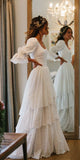 Vintage White Lace Wedding Gown, Ruffle Bridal HZ0307