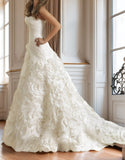 White Mermaid Floral Wedding Dress, Bridal HZ0307