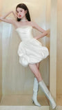 White Short Wedding Dresses Satin Bridal HZ0307