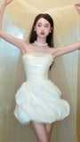 White Short Wedding Dresses Satin Bridal HZ0307