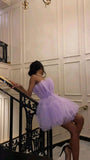LTP0955,Cute lilac tulle short prom dresses mini homecoming dress sleeveless party HZ0307